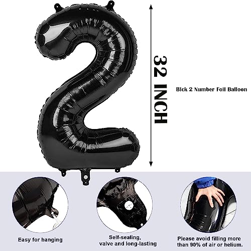Image of Rozi Decoration 2 Number Black 32 Inch Foil Balloons Air or Helium Supported for Happy Birthday, Happy Anniversary, Graduation Party Dcor, Foil Balloons for Birthday Number 4 Pack of 1 Pcs