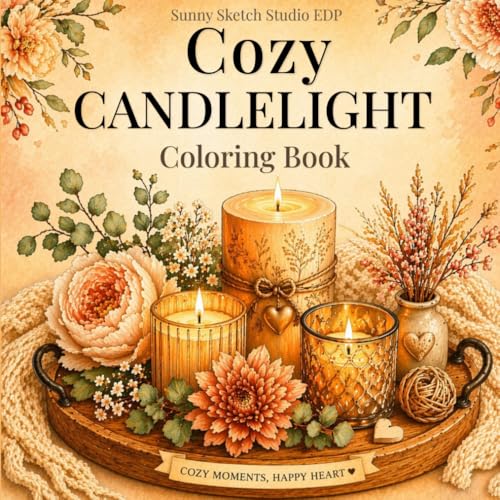 Candlelight Coloring Book: Relaxing Warm Glow Scenes with Lanterns, Flowers and Cute Cozy Things to Relieve Stress for Adults and Teens (Cozy Glow Coloring Series) image 2