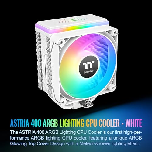 Image of Thermaltake ASTRIA 400 ARGB CPU Cooler; 6 Copper Heat Pipes; 120mm PWM Fan; 500~1800RPM; Single Tower; Intel /AMD; 230W TDP; White; CL-P138-CA12SW-A