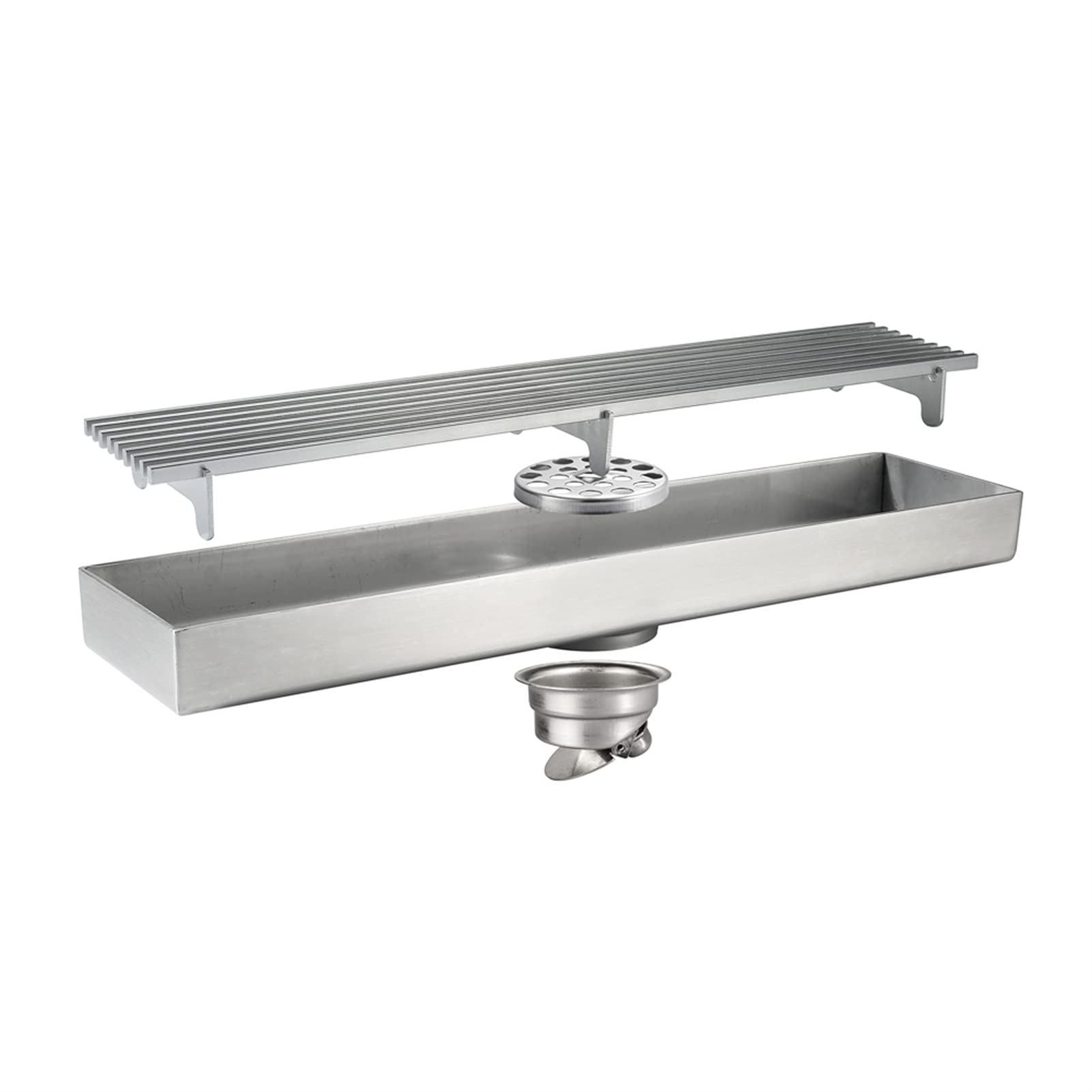 Scarico doccia lineare 30 cm, Scarico a pavimento per doccia in acciaio inossidabile 304, Scarico a pavimento rettangolare, Scarico per doccia con coperchio rimovibile, Filtro per capelli,Brushed
