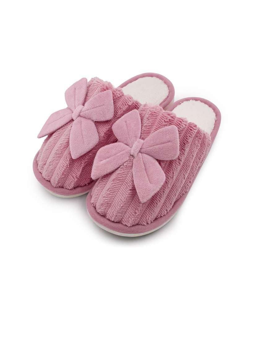 eazylayers Soft Coral Fleece Slippers with Bow Design for House and Bedroom Slides & Home Indoor-picture-11