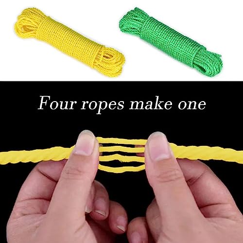 Image of Nylon /Plastic Rope, Cloth Hanging Rope, Rope for Clothes Drying, Multipurpose, Lightweight, Heavy Duty, Weather-Resistant Travel- Friendly Rope for Outdoor /Indoor Use (Random -Colour) (2)