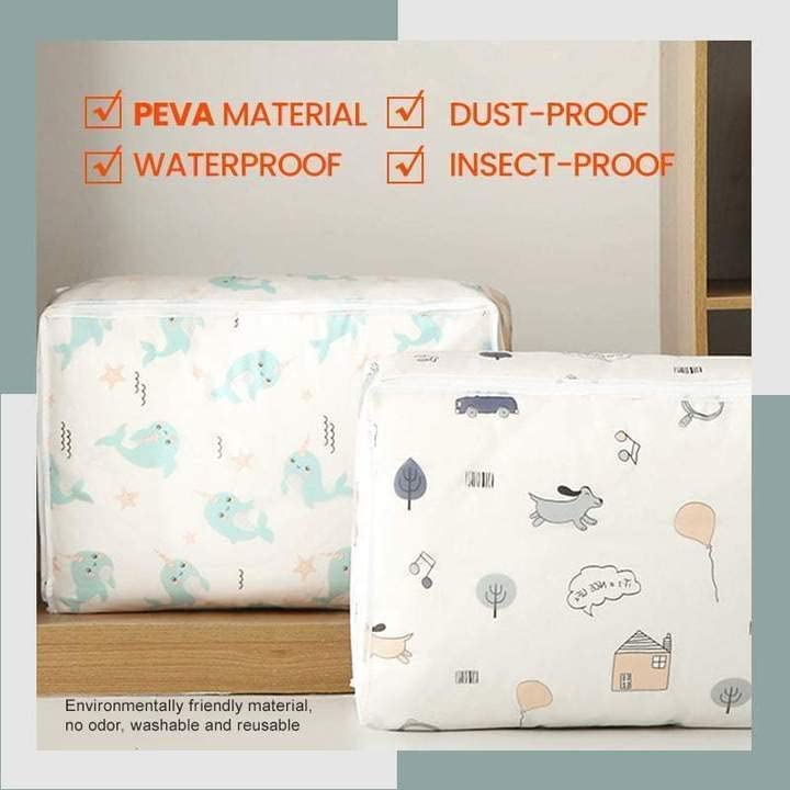 Image of Storage Organizer, Moisture Proof Mildew Proof Dust Proof Quilt Storage Bags, for Storing Quilts Coats, Jackets Home Use Pillows, Blankets Underbed Storage Bag (3-PACK)