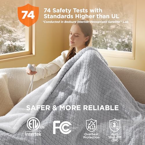 Bedsure BS-TH01-S Electric Heated Blanket Throw Diamond Patterned Shaggy Sherpa thumb #4