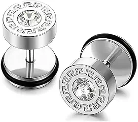 Brincos masculinos de zircônia cúbica de aço inoxidável