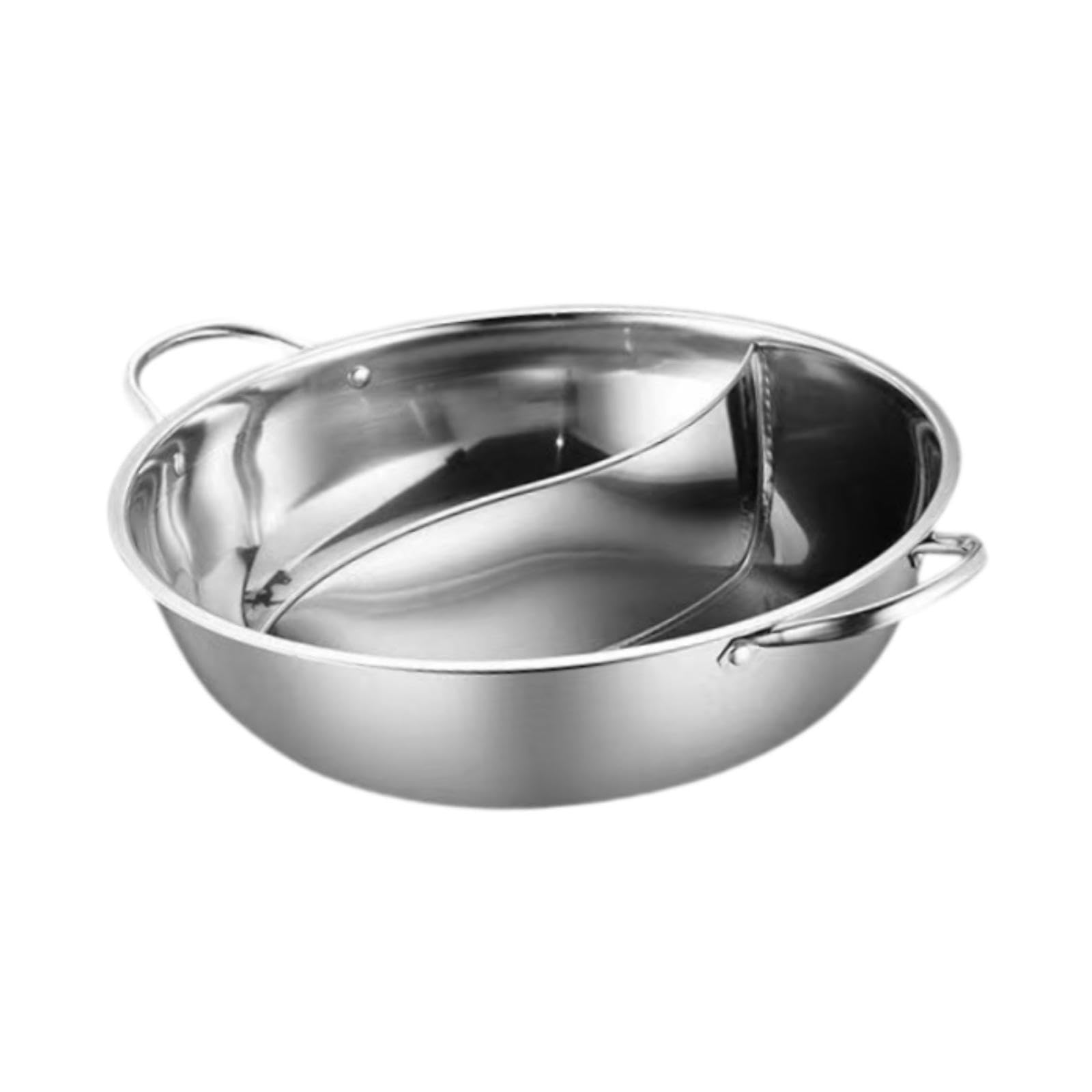 Bothyi Stainless Steel Hot Pot Shabu Shabu Divider Hot Pot Kitchen Supply Kitchen Cookware Double Flavor Hotpot for Family Gathering, 32cm