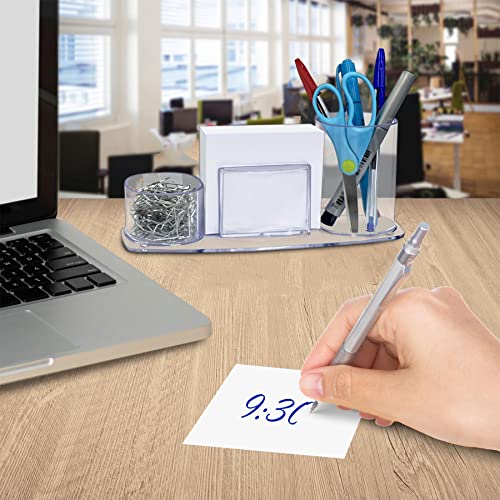 Acrimet Millennium Desktop Organizer Holder For Pen, Pencil, Clip, Paper And Desk Accessories (Plastic) (Paper Included) (Clear Crystal Color) #TOP3