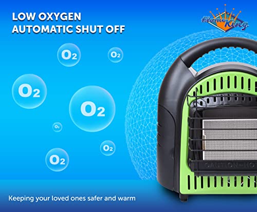 Flame King Ysn-Chs10 10,000 Btu Propane Space Radiant Portable Heater Indoor* & Outdoor For Camping, Garage, Ice Fishing, Patio, Green/Black 10K #TOP4