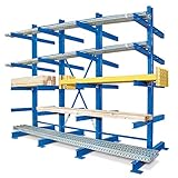 kragarmregal gebraucht ebay Nutztiefe: 2x 600 mm BRB, Kragarmregal, BxTxH 3100x1340x2500 mm, doppelseitig, 3 Regalfelder, (2x5) 10 Ebenen, Tragkraft/Fachebene 748 kg