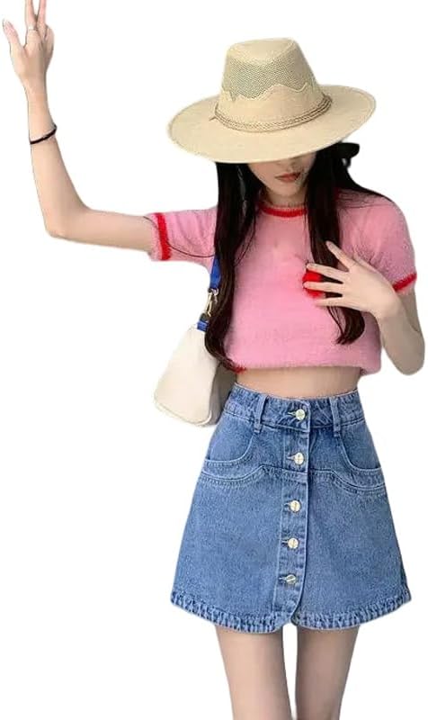 High-Waist Denim Shorts Women's Versatile Summer Wide Leg Skirt Pants Women's Short Skirts Ins Style