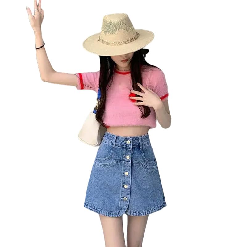 Short en jean taille haute femme short en denim bleu short large été