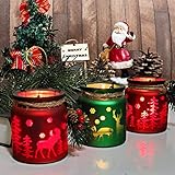 SHMILMH Candelabros de Navidad Juego de 6 candelabros votivos de cristal de Navidad con soporte de metal para centros de mesa decoración de chimenea, rojo y verde