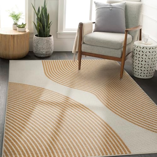GoDear Design 5' x 8' Wool Area Rug, Premium New Zealand Wool Blend, Loop-Pile Tufting, Medium Pile Height, Ideal for High-Traffic Areas, Living Room & Bedroom, Safe for Pets and Children, Phonograph
