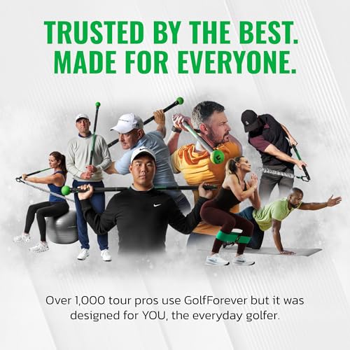 Image of GolfForever Swing Trainer - Golf Fitness & Training System for Strength, Flexibility & Swing Power - Includes Membership & Premium Training Bar for Golf-Specific Workouts