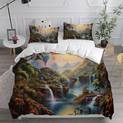 Parure de lit forêt tropicale 220x240 housse couette microfibre douce