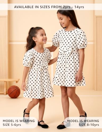 Image of Amazon Brand - Symbol Girls Bow Detail Pure Cotton Knee Length Casual Dress