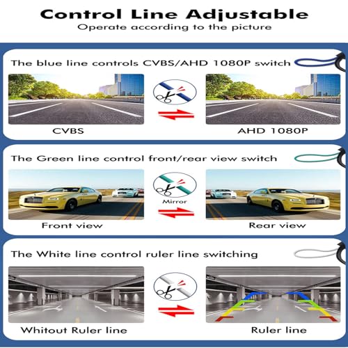Image of AHD 1080P Backup Camera,2K Fisheye Lens Waterproof Wide View Angle Metal Reverse CCD,HD Night Vision Parking Assist License Plate Camera Rear View Camera Three Control for Truck SUV RV