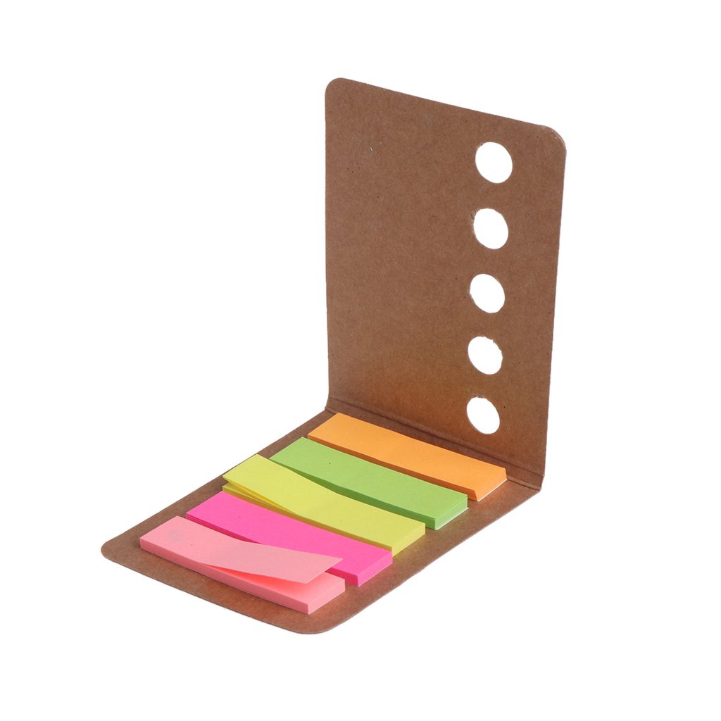 Cansenty 5 Pads/Pack Kraft Paper Cover Candy Color Sticky Notes Page Marker Index Tabs