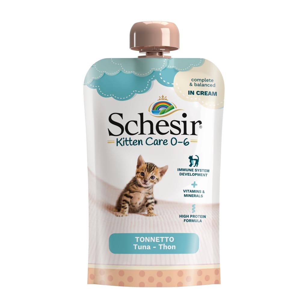 Schesir Kitten Comida Húmeda para Gatos de 0 a 1 Año (Atún En Crema Bolsa con Tapa 20x150 Gr)