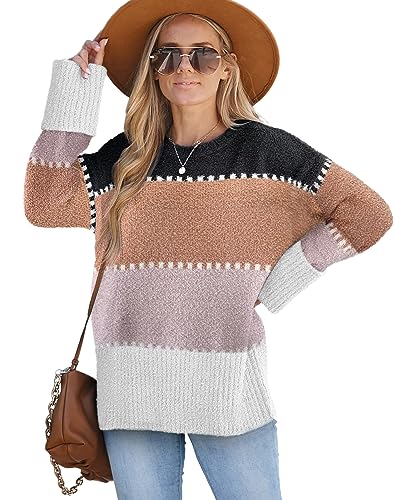 XIEERDUO Oversized Sweaters for Women Crewneck Long Sleeve Fuzzy Knit Warm Pullover Sweater3