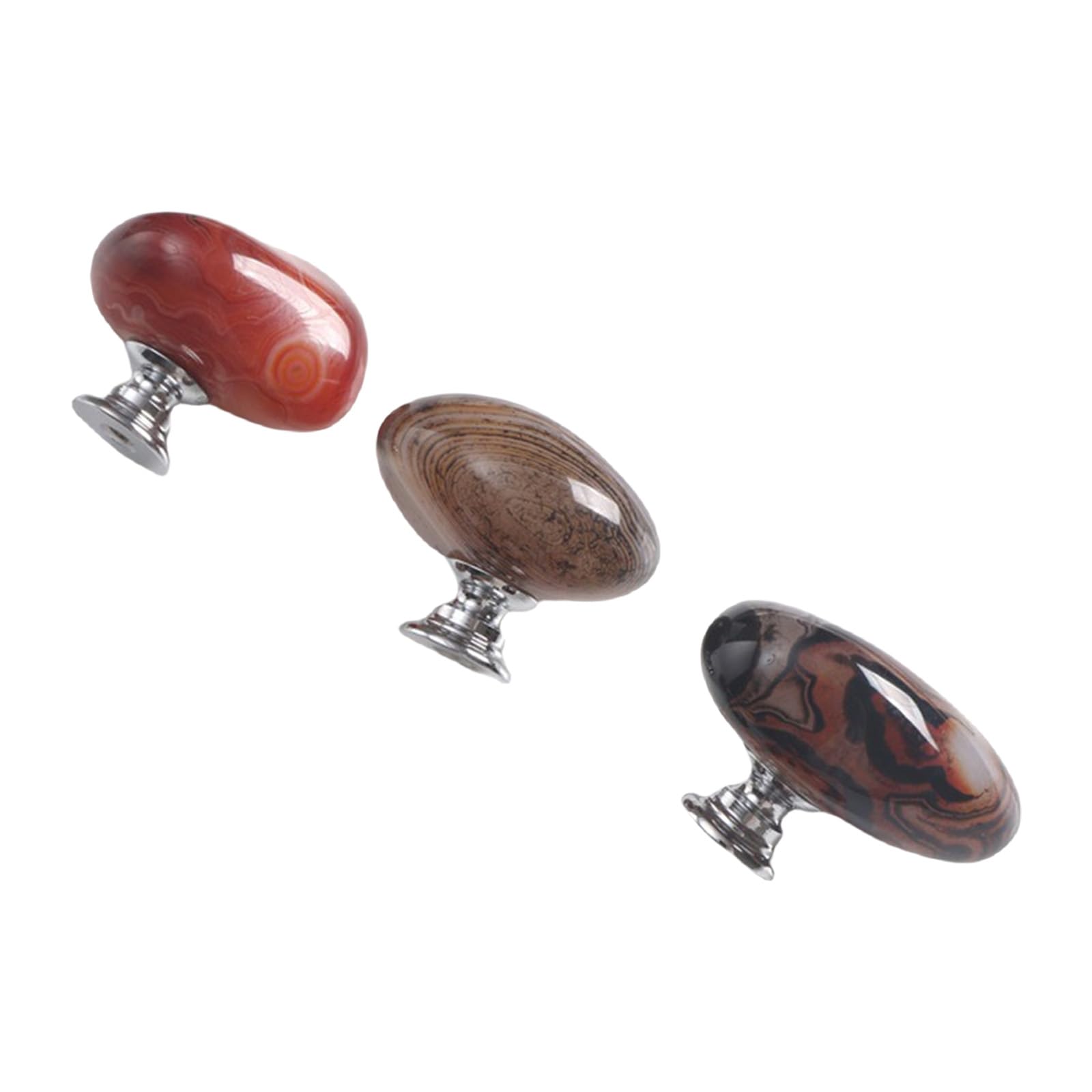 Msioytog Multicolor 3Pcs Natural Stone Cabinet Knob Drawer Pull Elegant Furniture Decorative Handle For Kitchen Cupboard Wardrobe Enduring Decorative Stone Knobs