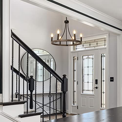 Wagon-Wheel-Chandelier-6-Light-Farmhouse-Chandelier-Round-Rustic-Faux-Wood-Black-Chandeliers-for-Dining-Room-Kitchen-Island-Living-Room-Entryway-Foyer-Lighting Wagon Wheel Chandelier 6 Light Farmhouse Chandelier Round Rustic Faux Wood Black Chandeliers for Dining Room Kitchen Island Living Room Entryway Foyer Lighting