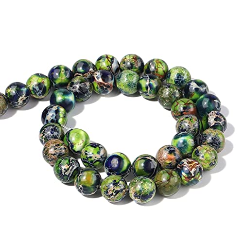Image of Natural Stone Beads 6mm Yellow Greem Imperial Jasper Polished Round Smooth Gemstone Beads for Jewelry Making Adults 15 Inch(Yellow Green Jasper,6mm)