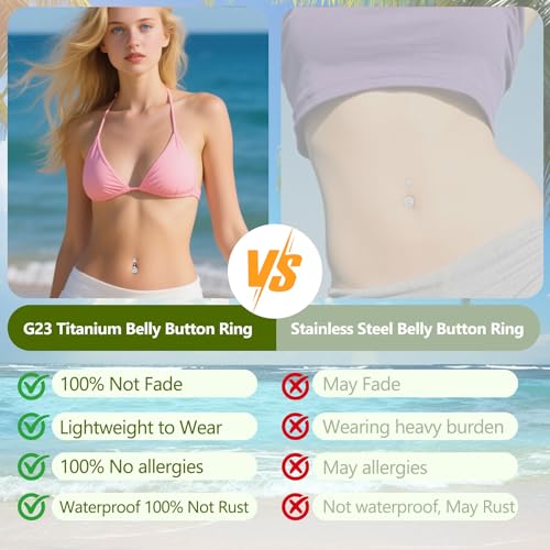 D.Bella Belly Rings for Women Simple Belly Button Piercing Belly Button Rings Surgical Steel 14G Curved Barbell Navel Rings Piercing Jewelry 6mm 8mm 10mm 12mm 14mm Belly Button Bar3