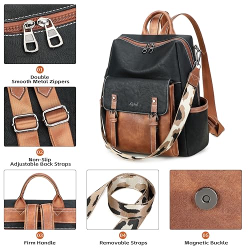 Image of AGLOD Backpack Purse for Women PU Leather Back Packs Designer Ladies Shoulder Bag Fashion Faux Work Travel Handbags