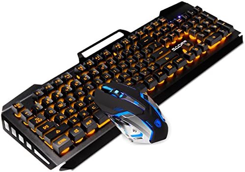 SADES Gaming Keyboard and Mouse Combo,Wired Keyboard with,Orange Lights and Mouse with 4 Adjustable DPI for Gaming,for PC/laptop/win7/win8/win10 - Orange led