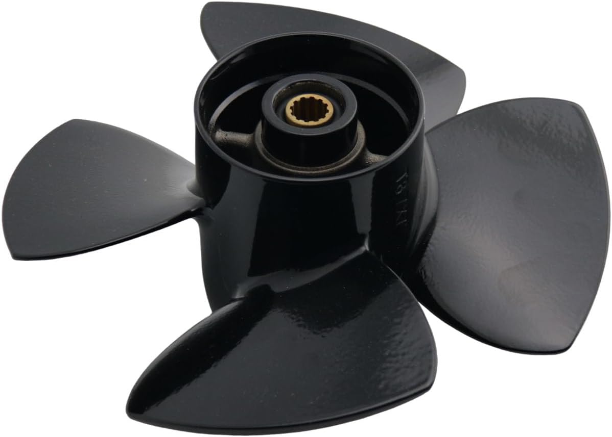 Boat Propeller 4 Blades High Thrust 8.7 Dia x 5"p, 7"p, 9" Pitch, 12 Spline Tooth for Tohatsu Nissan 8 9.8 Mercury 8 9.9 HP Engines, M8B MFS8 M9.8 MFS9.8 Outboard Motors, RH