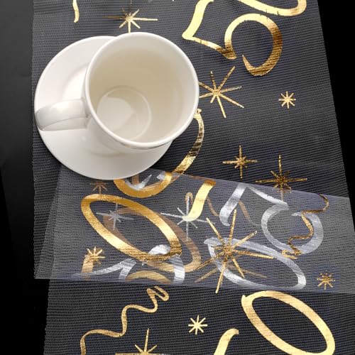 Tischläufer Geburtstag, 50 Geburtstag Deko(10m x 28cm), Tischdeko Geburtstag Tischläufer für Mann und Frau mit Schere Zuschneidbar( Gold )