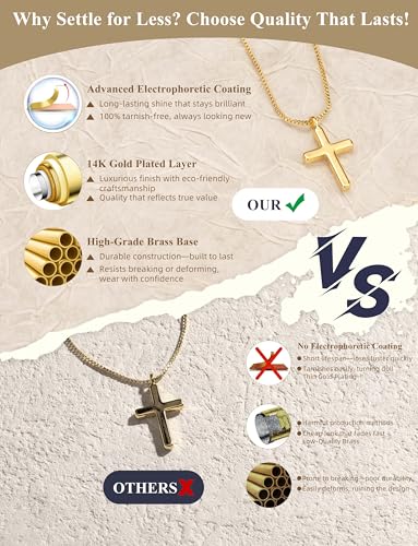 DEARMAY Gold Plated Cross Necklaces for Women, Dainty Gold Plated Cross Choker Necklace for Women Simple Small Pendant Neckalce Jewelry Gift3