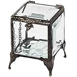 Beveled Glass Box Jewelry Chest Trinket Keepsake Display Decorative Stained Glass Clear Crystal Ring...