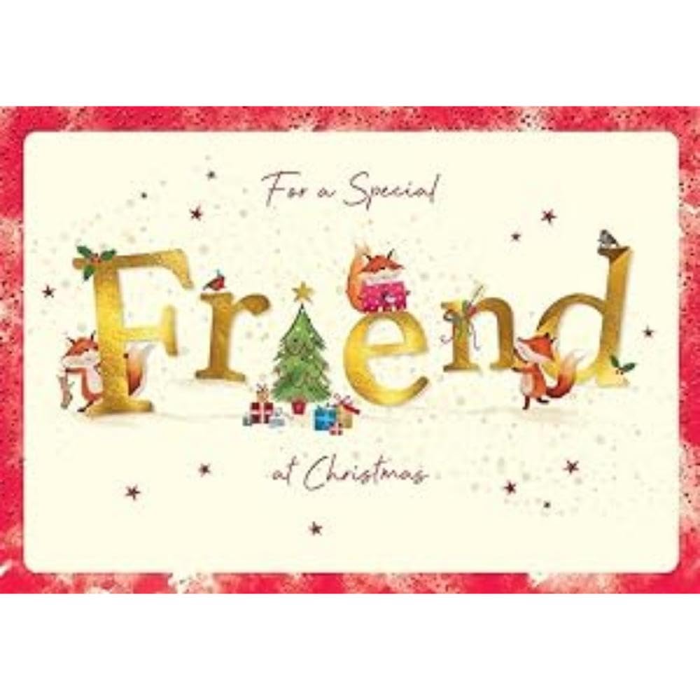 Piccadilly Greetings Character Christmas Card, Friend, Fox type - 9 x 6 inches