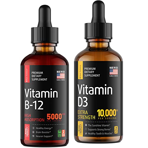 S Raw Science Helps Support Strong Bones And Healthy Heart, Mood & Energy Booster & Metabolism — Vitamin D3 Drops 10000 Iu And Vitamin B12 Drops 5000Mcg #TOP25