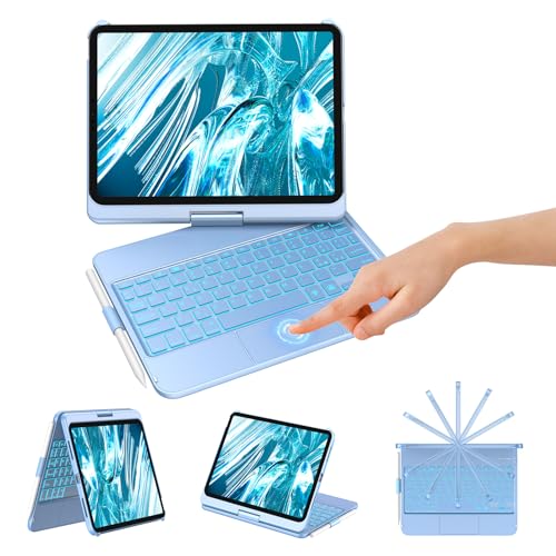 KBCASE Tastiera per iPad 10 Generazione /A16 11 Generation (11/10.9 pollici, 2025/2022),Rotazione 360 Cover con Bluetooth Tastiera Touchpad per iPad 10/11Gen con 7 Colori Illuminato,Italiano QWERTY