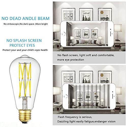 Leools Dimmable Edison Led Bulb 10W,Equivalent 100Watt, Antique Style St64 Led Filament Bulbs,Neutral White 4000K, 1200Lm, E26 Base Lamp For Restaurant,Home,Reading Room, 4 Pack. #TOP3