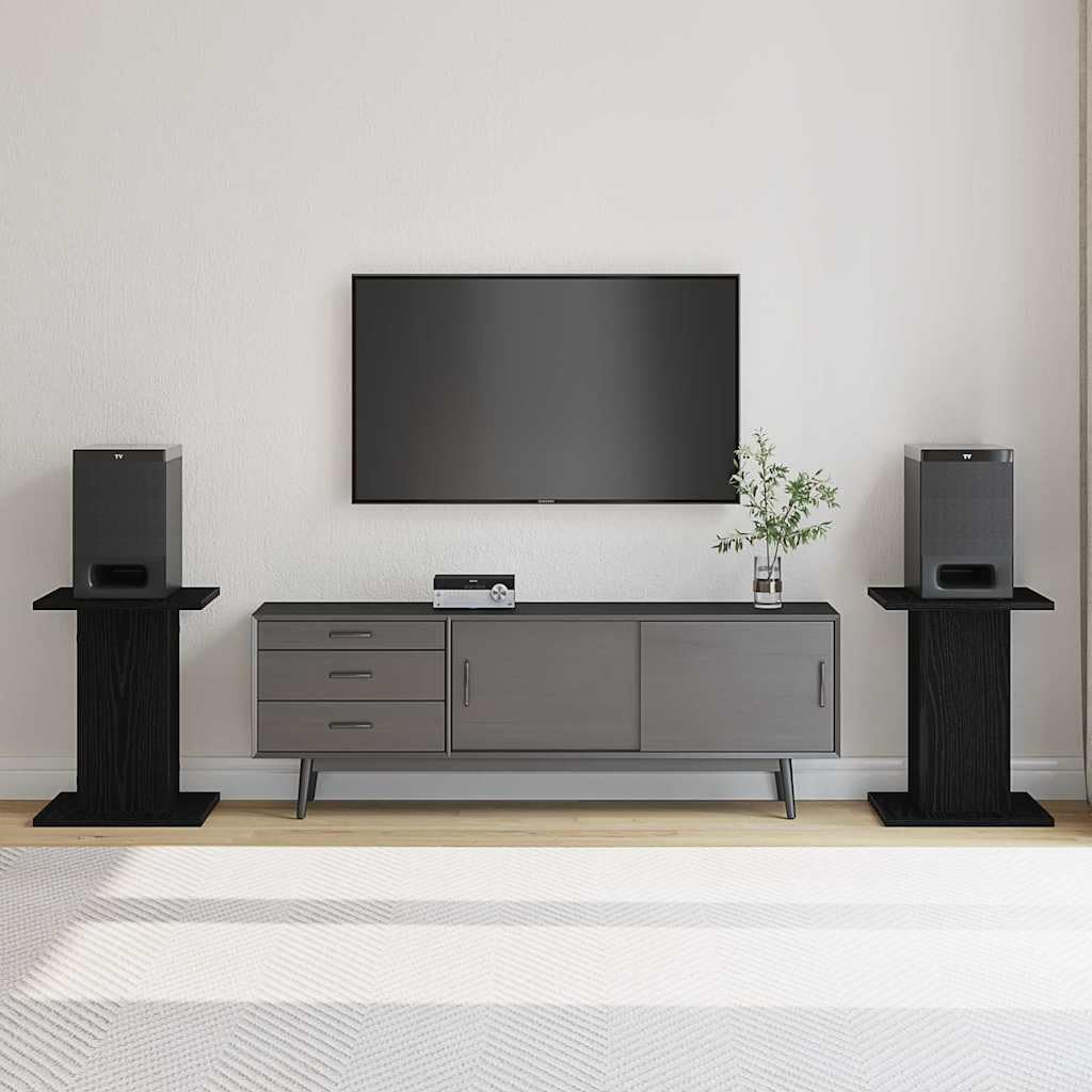 Lot de 2 Support d'enceinte, Support de Haut-Parleur Pieds d'enceinte Supports pour Enceinte 2 pcs Chêne Noir 30 x 30 x 40 cm