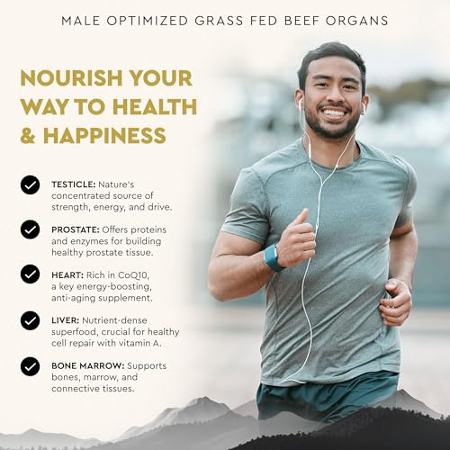 Ancestral Supplements Mofo, Supplements for Men, Support for Energy Levels and Overall Men's Health and Wellness, Non-GMO Grass Fed Beef Organ Supplement with Liver, No Fillers, 180 Capsules