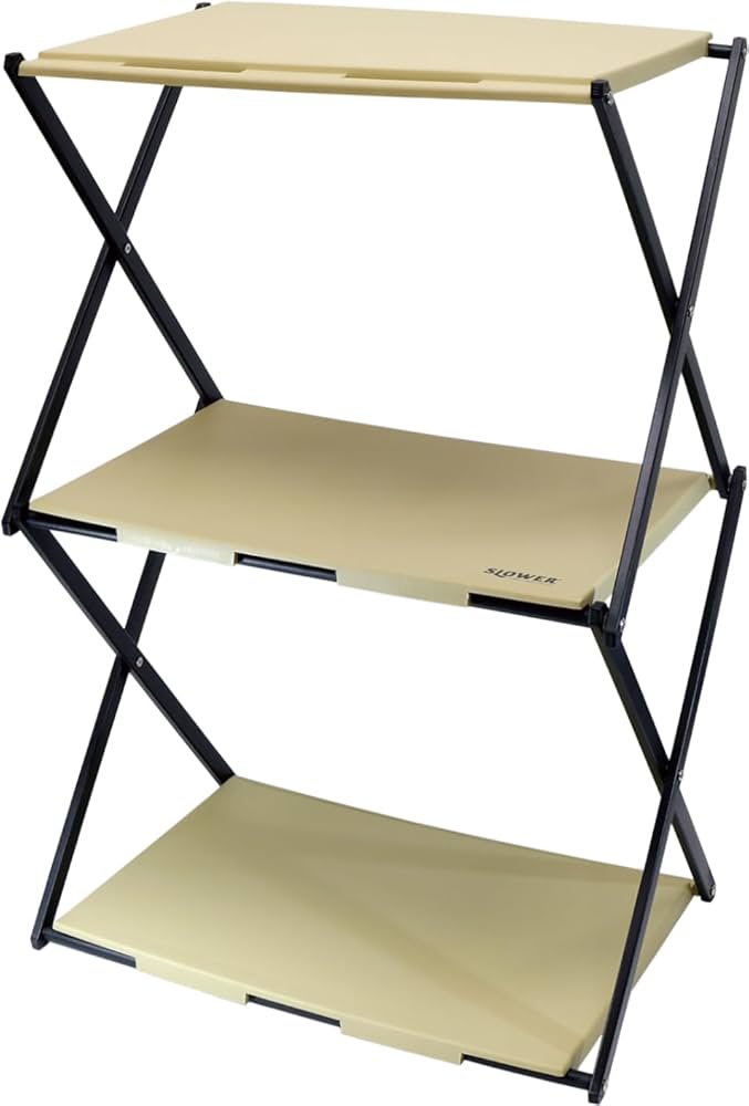 折りたたみ　デザインテーブル　収納 Amazon.co.jp: SLOWER 収納ラック 3段 横置き テーブル 2way