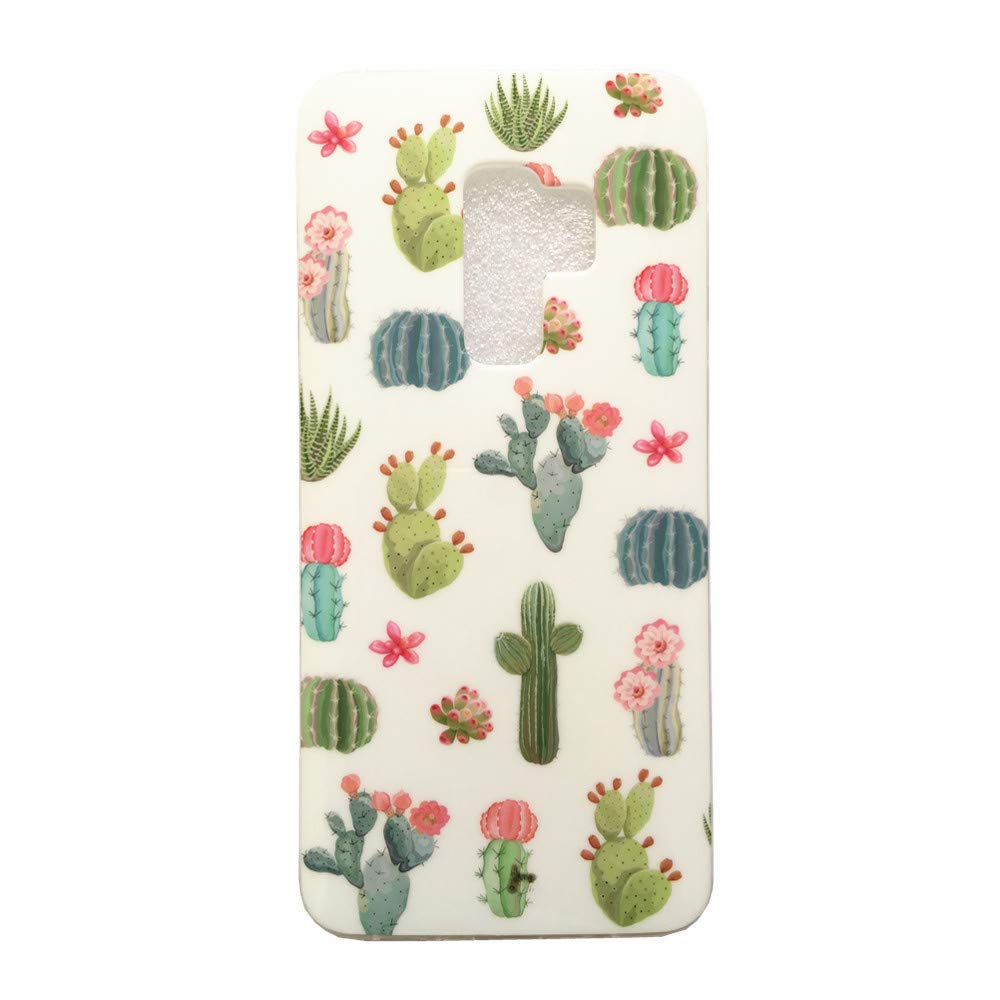 Protective Case for Galaxy S9 Plus, Raised Edges Scratch Resistant Lightweight Flexible Soft TPU Rubber Silicone Cell Phone Cover for Samsung Galaxy S9+ Watercolour Cacti and Succulent