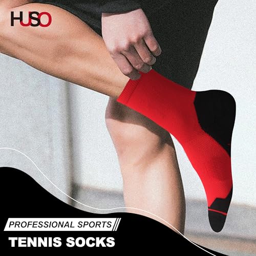 Men's Women's Tennis Socks, HUSO Performance Sports Ankle Compression Socks 1,2,3,4,6 Pairs2