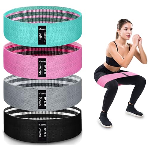 Image of Exercise Bands, 3 Levels Fabric Resistance Bands for Working Out, Workout Bands Resistance for Women & Men, Multi-Colored Fabric Booty Bands for Leg Strength Training, Rehab, Yoga