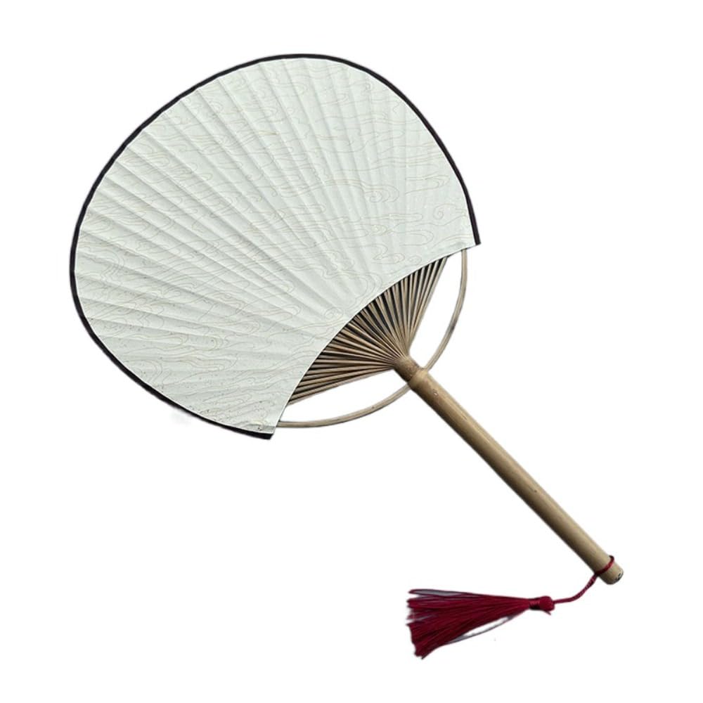 ZFPKXHVMG Bamboo Woven Fan, Blank Paper Fan With Tassels Bamboo Handle Chinese Style DIY(Color18)