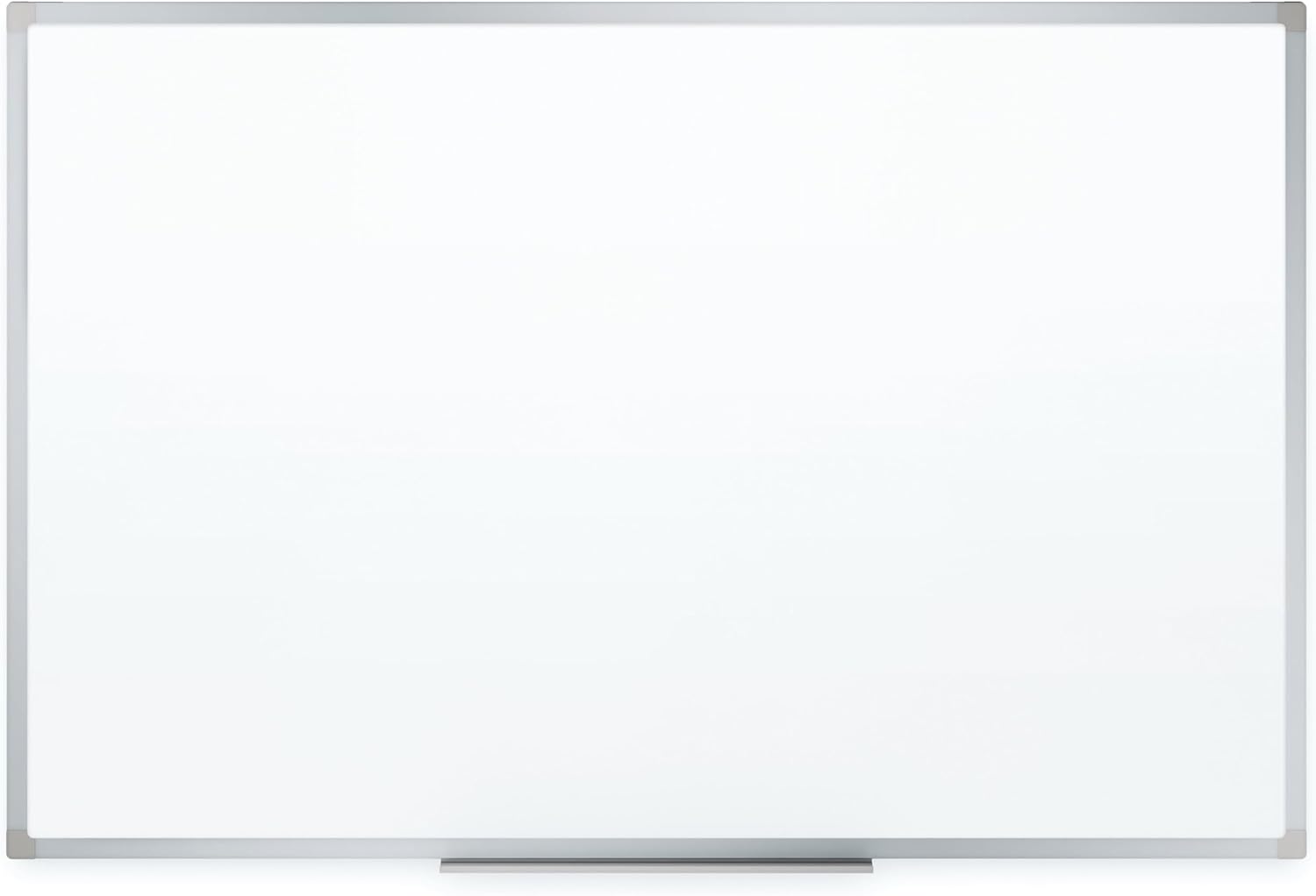 Mead White Board 48" x 36", Dry Erase Whiteboard For Wall, Non-Magnetic, White/Silver (85357) 48"W x 36"H