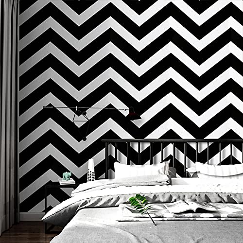17.3"X118" Peel And Stick Wallpaper Black And White Contact Paper Removable Wallpaper Stripe Self-Adhesive Contact Paper Waterproof Wallpaper Decorative For Wall Covering Cabinets Shelves Liner #TOP3