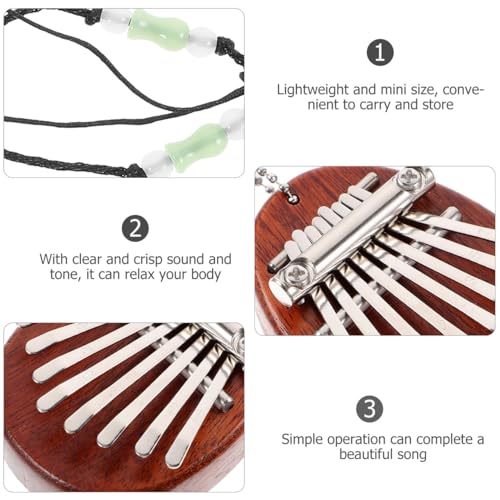 Image of Mini Kalimba Thumb Piano 8 Key Solid Wood Finger Piano with Lanyard Portable Musical Instrument for Beginners Kids Adults Stress Relief, Gift for Special Occasions Waterdrop Design