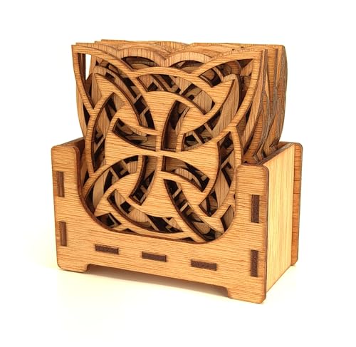 CrisPhy Set di 12 sottobicchieri celtici: arte in legno per la tua tavola, 9 x 9 cm, eleganza e mistero in ogni sottobicchiere