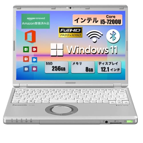 【整備済み品】軽量ノートパソコン パナソニック Let's note sz6 第7世代 インテル i5 7200U(2.5Ghz) /12.1インチFHD(1920*1080)/Windows 11&office 2019搭載/Webカメラ内蔵/HDMI/